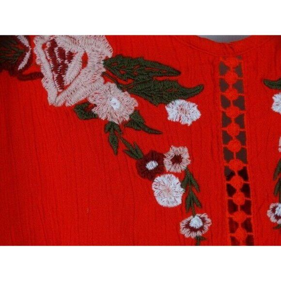 Guess Womens Dress Size Medium Orange Floral Embroidered Sleeveless Summer Dress - Picture 5 of 12